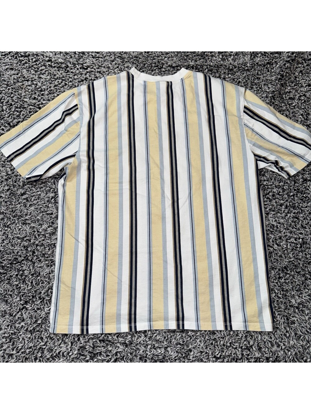 Guess Originals T Shirt Mens Medium Brown /navy Vertical Striped Embroidered Tee - Picture 3 of 5